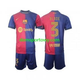 Koszulka FC Barcelona UCL Font Blade 3 Dziecięcy Domowe Koszulki Piłkarskie 2024-2025 Krótki Rękaw